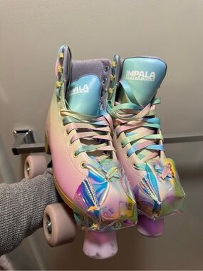 Impala Roller Skates size 7 Pastel Rainbow with Iridescent tip protectors